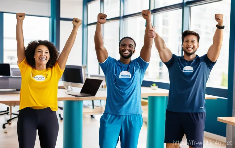 웰빙코디네이터와 건강 캠페인 효과 분석 - **Prompt 1: "The Nurturing Wellness Ecosystem"**
    A vibrant and modern open-plan office space bat...