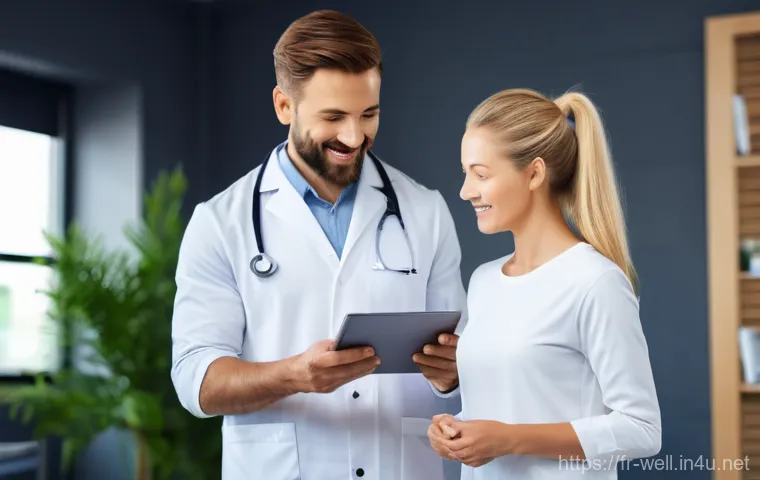 웰빙코디네이터와 신체 건강 진단 - **Prompt:** A serene, diverse individual, aged 30-45, stands thoughtfully in a dimly lit, futuristic...