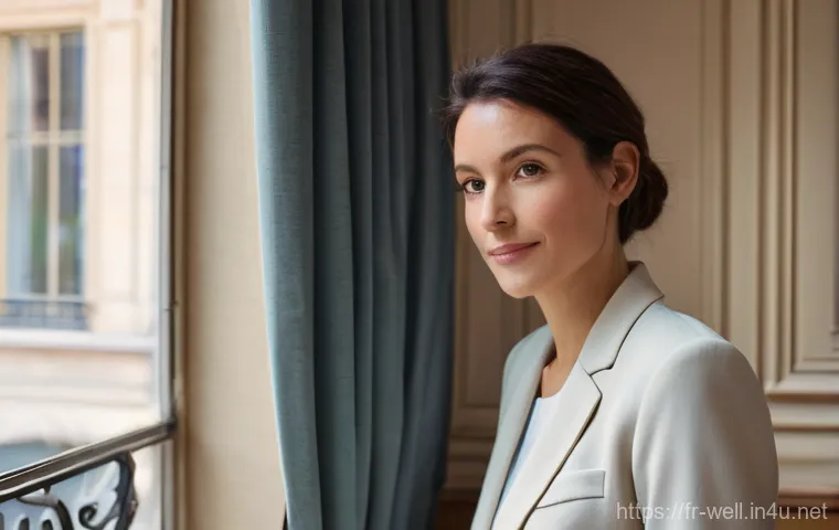 웰빙코디네이터와 온라인 강의 제작 - **Prompt:** A serene and inspiring portrait of a French woman in her late 30s, exuding purpose and c...