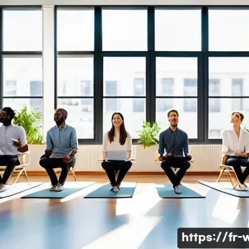 Home 33 웰빙코디네이터와 트렌드 리포트 작성 - **Prompt:** A diverse group of young professionals in a bright, modern French office are participati...