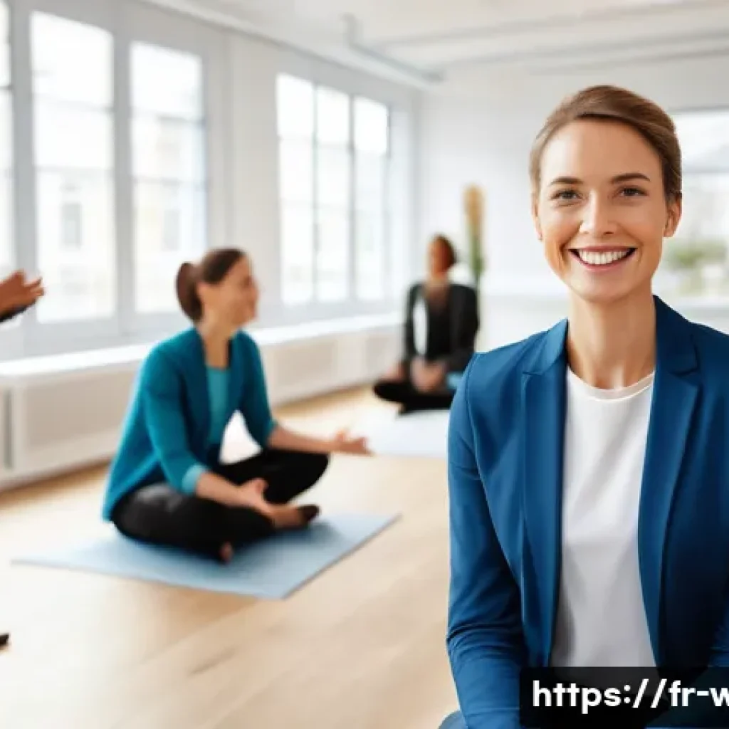 웰빙코디네이터와 효과적인 강의 제작 - **Prompt**: A diverse group of smiling, professionally dressed employees in a bright, modern open-pl...