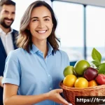 웰빙코디네이터와 성공적인 취업 전략 - **A Vibrant French Workplace Focused on Employee Well-being:**
"A bright, modern office interior...