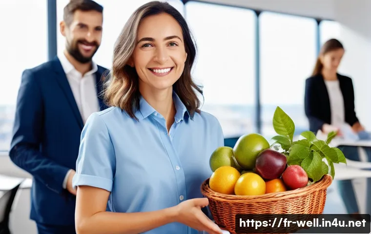 웰빙코디네이터와 성공적인 취업 전략 - **A Vibrant French Workplace Focused on Employee Well-being:**
"A bright, modern office interior...