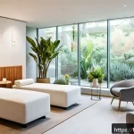 웰빙코디네이터와 고객 충성도 확보 - A serene wellness coordinator warmly engaging with diverse French clients in a modern, bright boutiq...