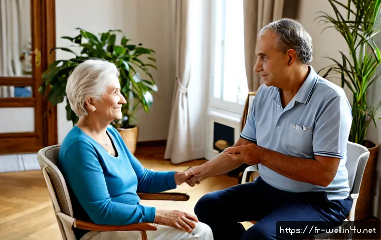 웰빙코디네이터와 웰니스 공간 디자인 - Photorealistic wellness coordinator consulting with an older French couple in a thoughtfully designe...